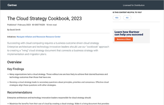 Gartner cloud strategy cookbook