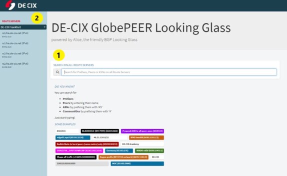 DE-CIX Looking Glass search