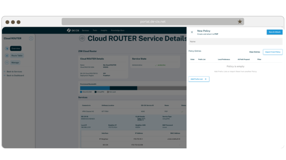 Cloud router Policy Wizard to manage prefix lists